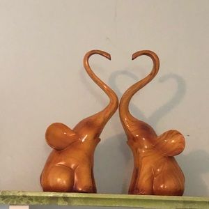 Hand crafted wooden elephants